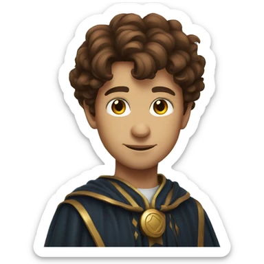 young cosmic wizard brown hair sticker