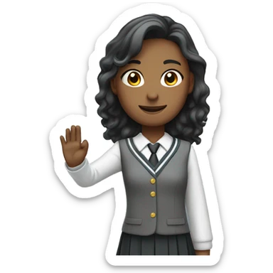 The upper body of a student in school uniform with one hand raised sticker