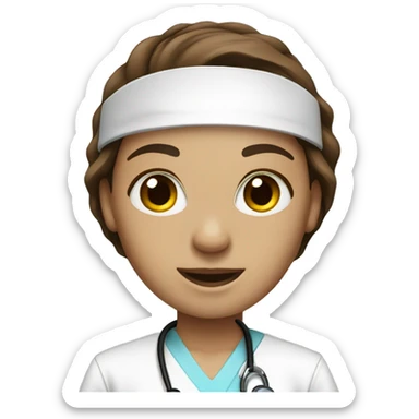 Nurse with brown hair and white scrub top sticker