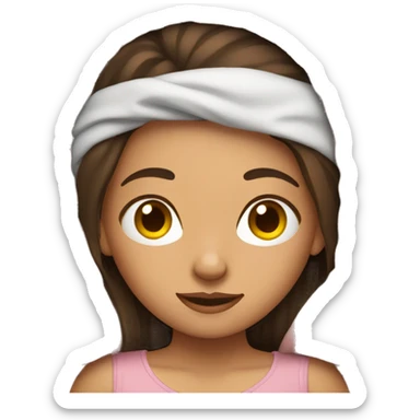 brunette girl tucked into bed sticker