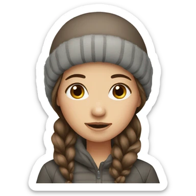 Girl long brown hair Winter  sticker