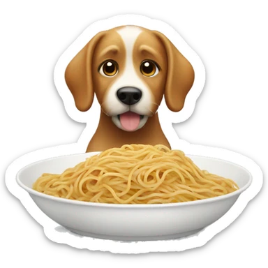 Dog with a plate of spaghetti sticker