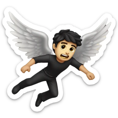 dark angel falling from the sky, caucasian dark haired man sticker