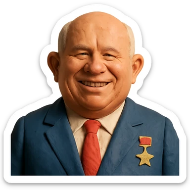 claymation style portrait of Nikita Khrushchev smiling sticker