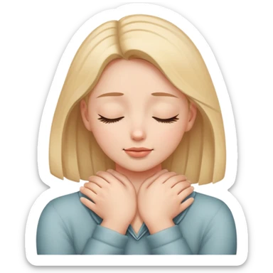 girl with hands around her neck and eyes closed sticker