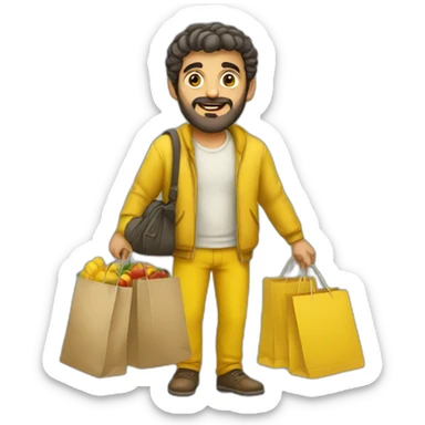 Armenian men doing shopping  in yellow clothes  sticker