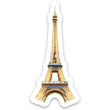 Eiffel Tower emoji, Paris at night, sparkling lights, dark blue background sticker