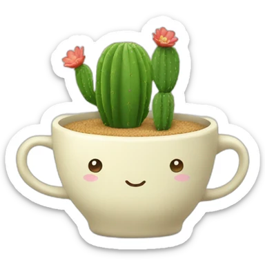 a cactus teacup sticker