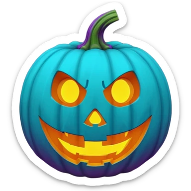glowing jack-o'-lantern, only purple and cyan colors sticker