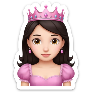chica vestida de princesa con vestido rosa , piel blanca , pelo oscuro sticker