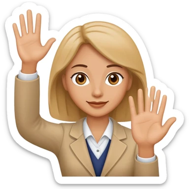 A teacher waving to a student sticker