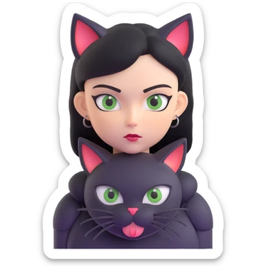evil British cat-woman sticker