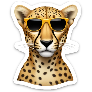 Cheetah with sunglasses smoking  sticker