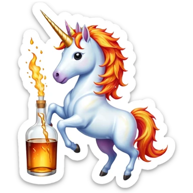 Unicorn with bottle fireball whiskey  sticker