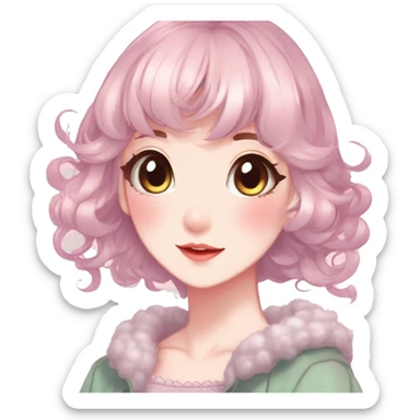 Gorgeous anime style lady with blushing face cottagecore fairycore  Kawaii anime colorful pearly romantic simplistic aesthetic trending style sticker