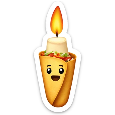 Burrito on its side with a birthday candle sticker