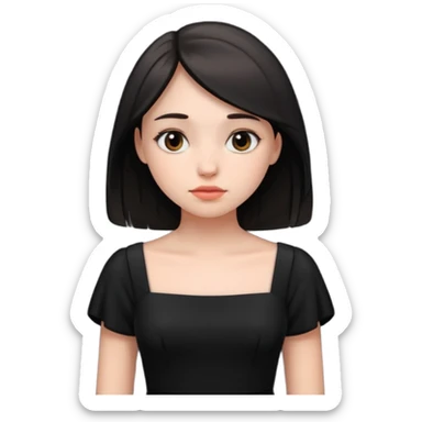 دختر زیبا با لباس مشکی کمی خسته و امیدوار  sticker