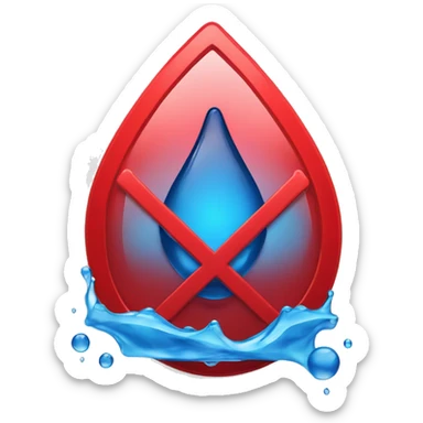 blue water droplet inside red prohibition sign sticker