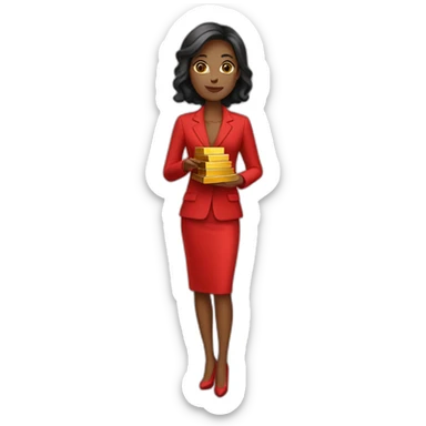 Posh-woman-with-red-suit-offering-goldbar sticker