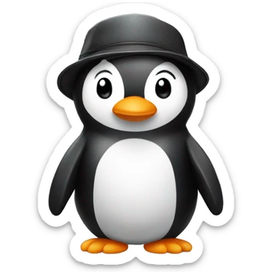 Pingüino con gorra negra sticker