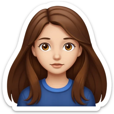 long brown hair brown eye girl sticker
