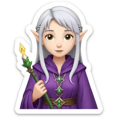 Frieren the female elf mage with silver hair without stone sticker