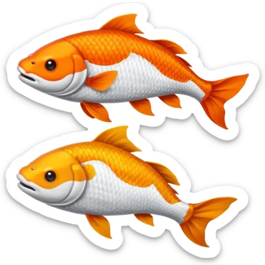Creo dos pezes koi, como el Jim y el jam, una todo balcón y el otro todo de negro, de una perspectiva desde arriba. sticker