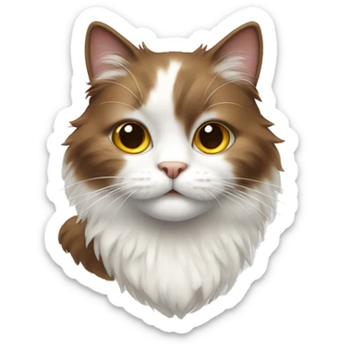 white and brown fluffy cat sticker