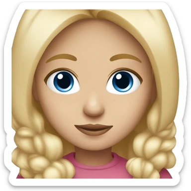 Blonde girl blue eyes holding spitz  sticker
