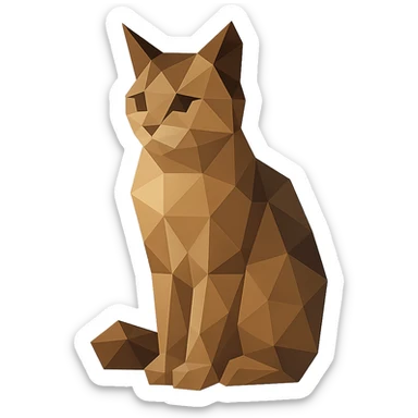 illustration of a cat made of geometric shapes in polygonal style sticker