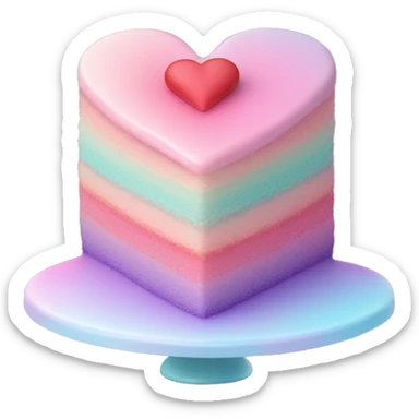 Iridescent gradient hue heart shaped cake with piping sticker