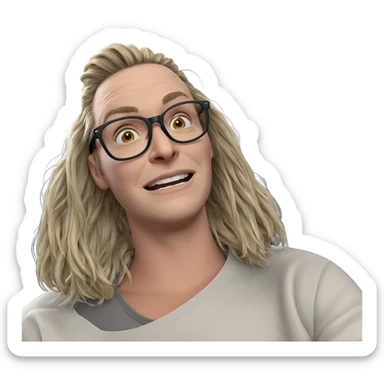 blonde boy with glasses sweater sticker