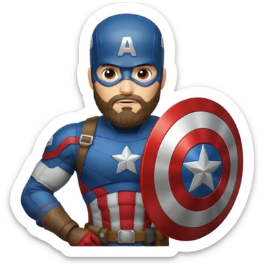captain america bearded holding shield sticker