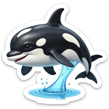 3d Cartoon orca with a tick to show when something has been completed sticker