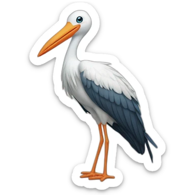 stork delivering baby boy in fabric held in its beak sticker