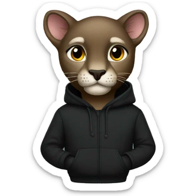 black puma wearing black hoodie sticker