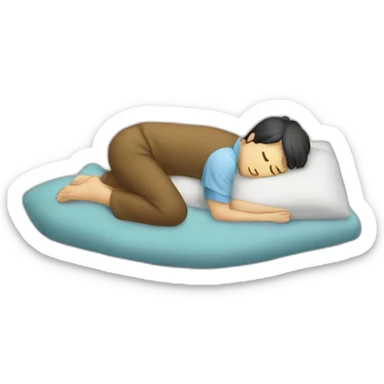 a Korean sleeping and he has a pillow between his foot sticker