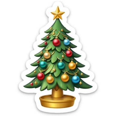 Christmas tree cute golden sticker