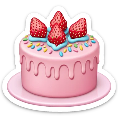 Pastel pink cake with strawberry and sprinkles sticker