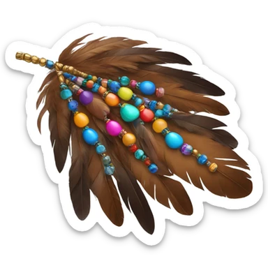 Brown Feathers with beads sticker