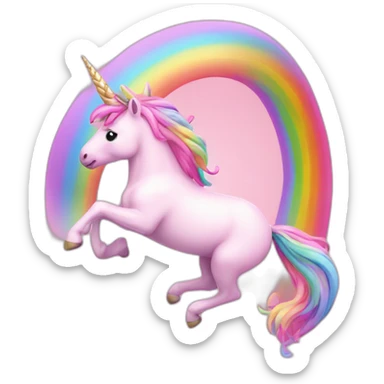 pink unicorn jumps on a rainbow sticker