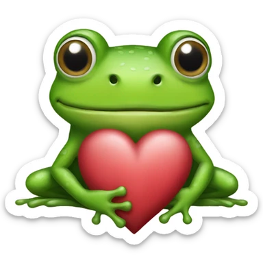 Frog with a heart sticker