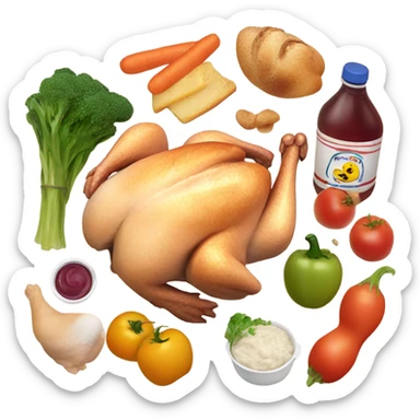 Chicken with groceries  sticker