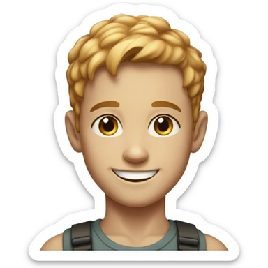 smiling boy with short-cut, reddish-blonde hair and freckles portrait sticker