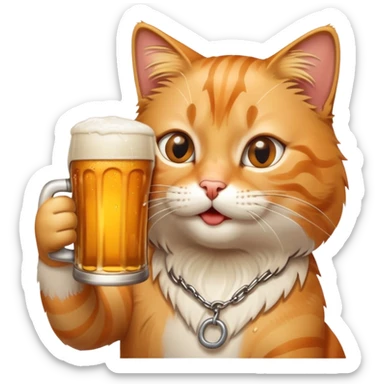 Cat drinking beer sticker