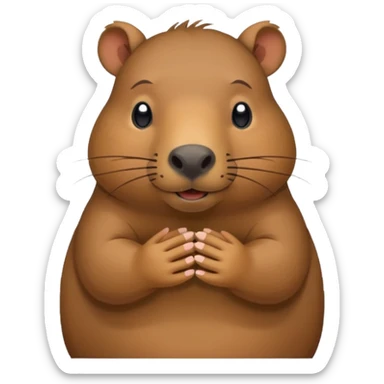 capybara with shy hands sticker sticker