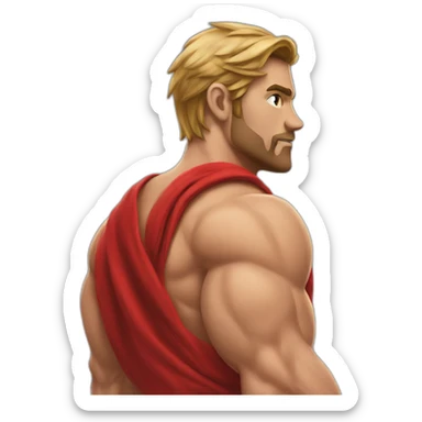 muscular man in red bandana turning facing away from the viewer turning his head back to face the viewer,torso sticker