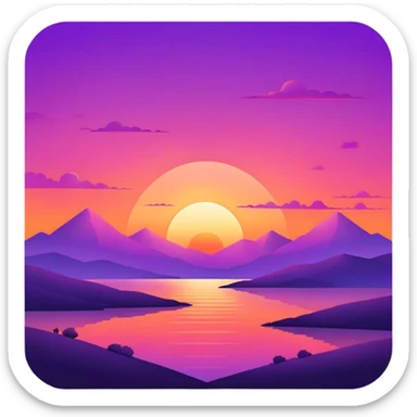 Epic beautiful orange-purple sunset dusk dawn sunrise gradient colorful sky aesthetic scenery scene full image  sticker