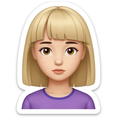 girl with micro bangs half of forehead shorter sticker