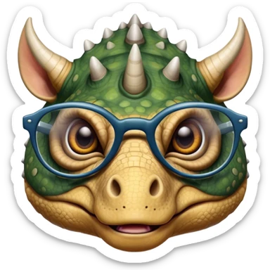 triceratops face with glasses sticker